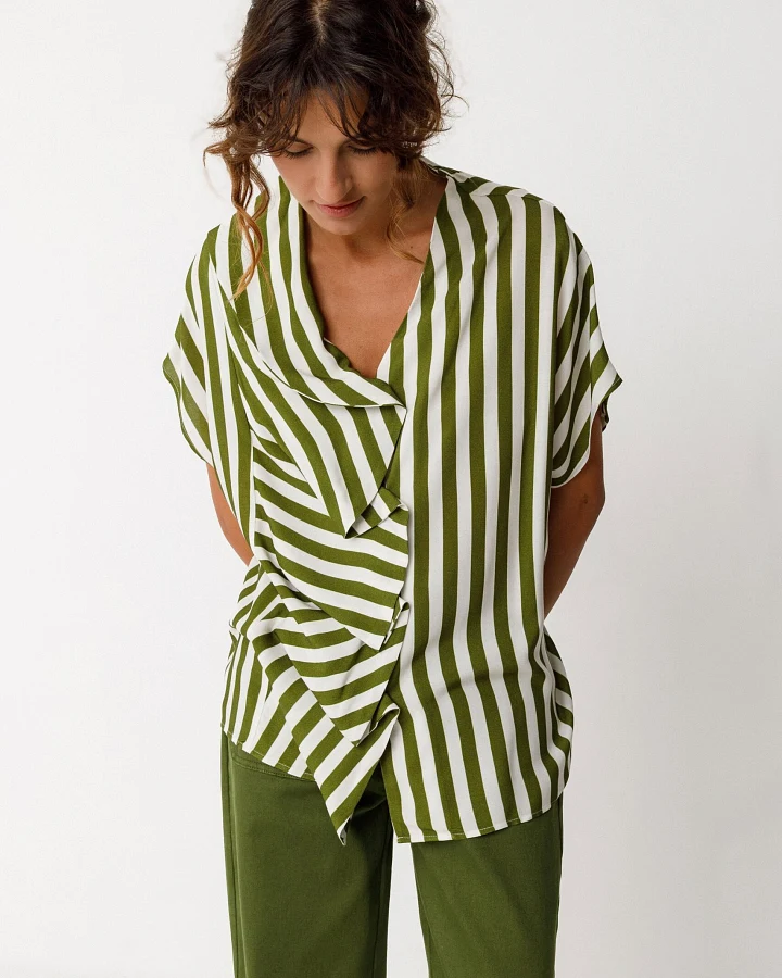 SKFK Damen vegan Shirt Kaua Grün Weiß