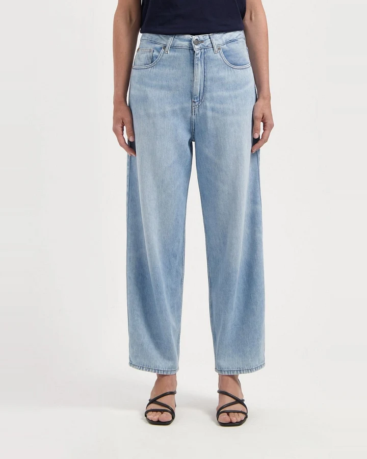 MUD Jeans Damen vegan Jeans High Barrel Brooke Flow Stone Vintage