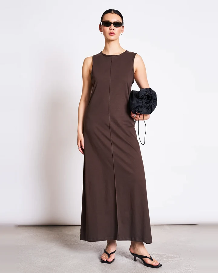 JAN 'N JUNE Damen vegan Ärmelloses Maxikleid Calia Schlammbraun