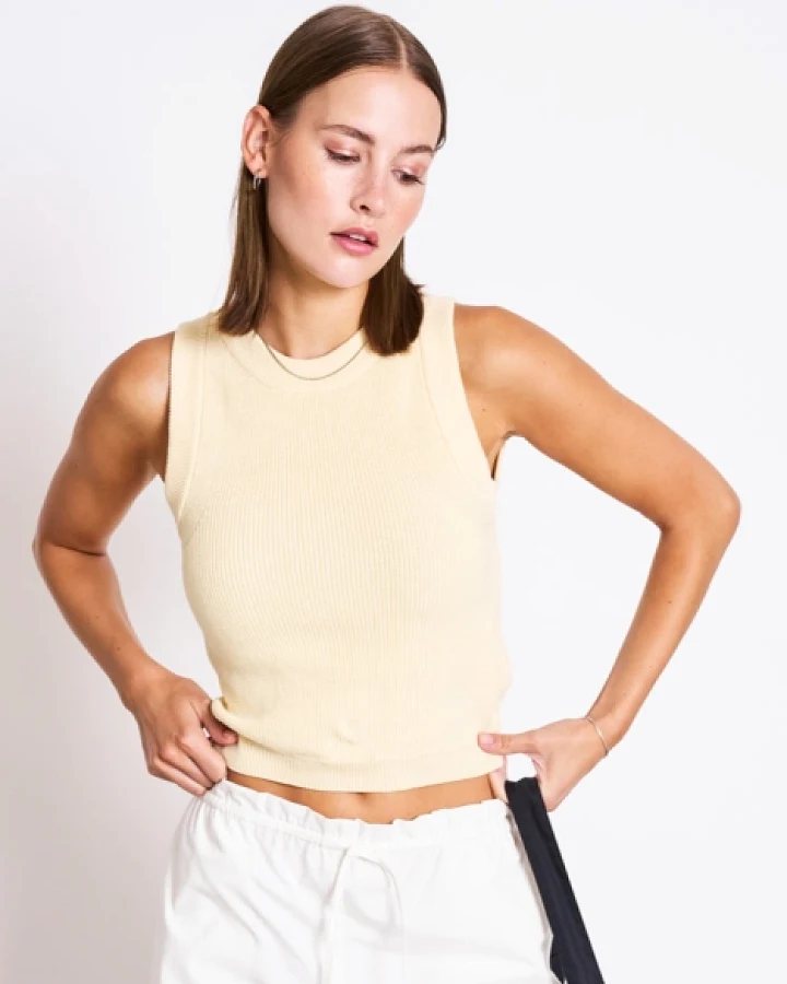 JAN 'N JUNE Damen vegan Strick-Top Garda Hellgelb