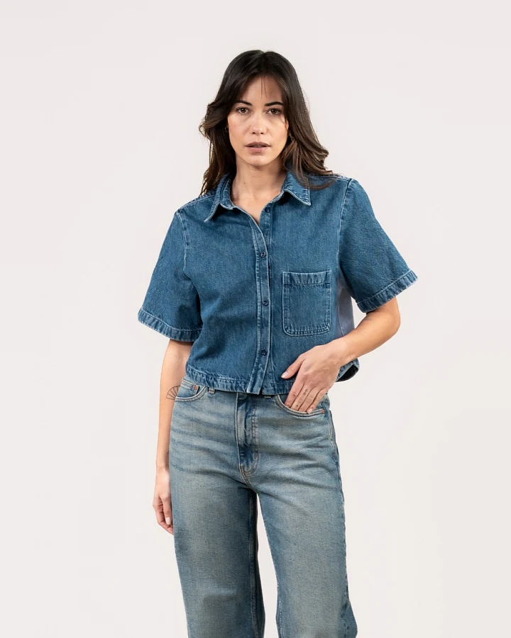 Kuyichi Damen vegan Bluse Liv Denimblau