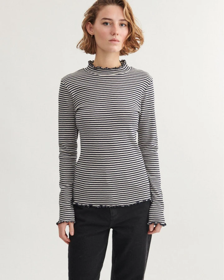 Longsleeve Silma High Neck Blau