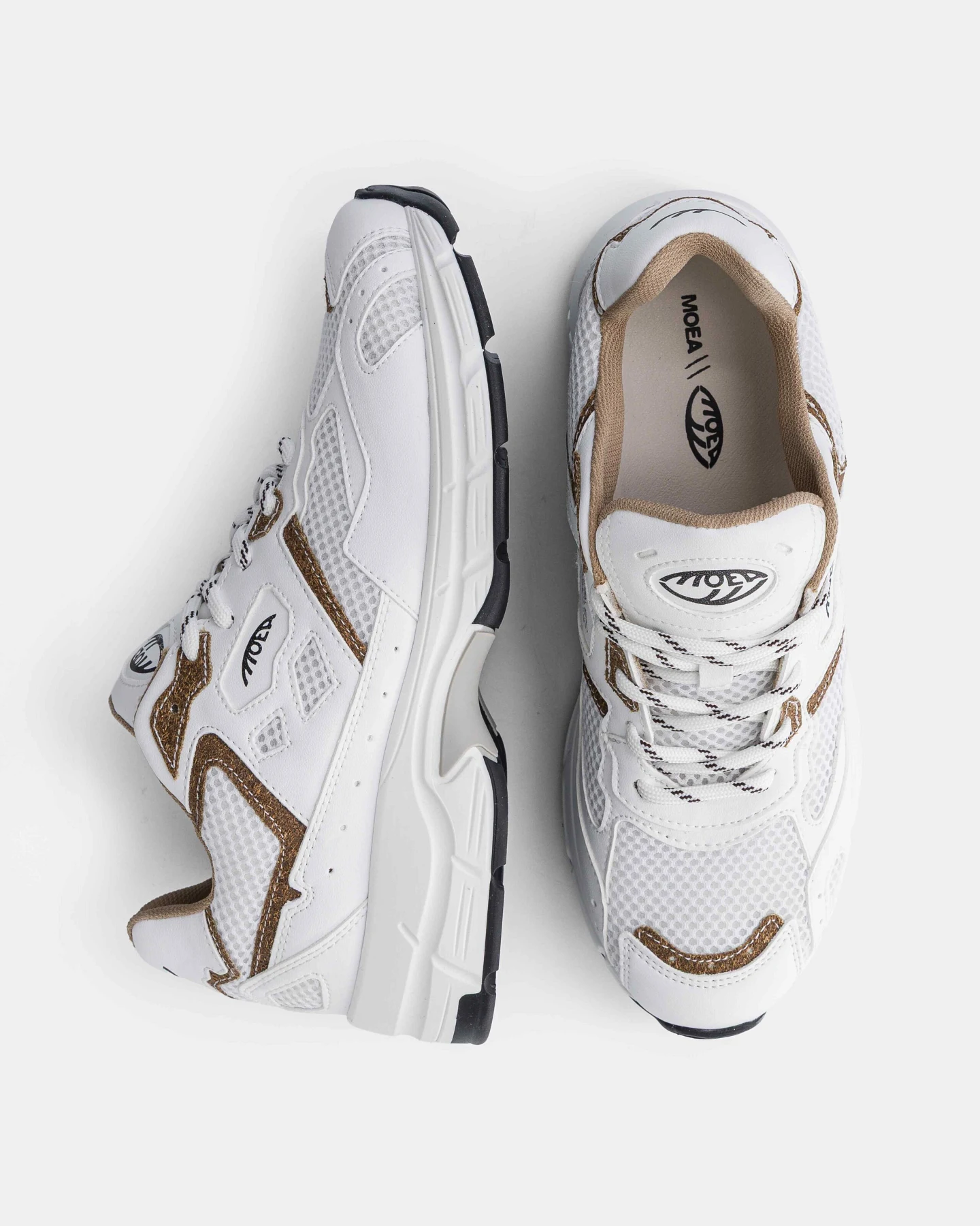 MoEa Herren vegan Sneaker Rush White & Brown Palm – Ansicht 2