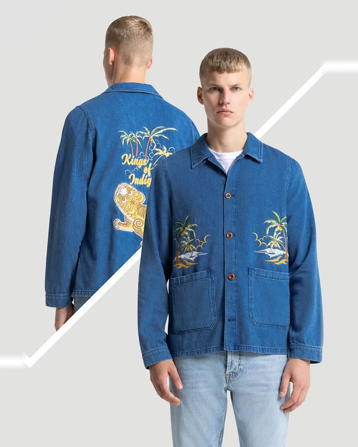 Jeansjacke Duncan Embroidery Blau