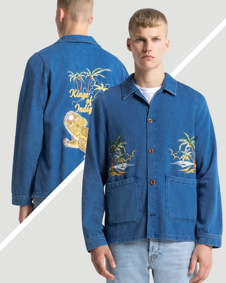 Jeansjacke Duncan Embroidery Blau