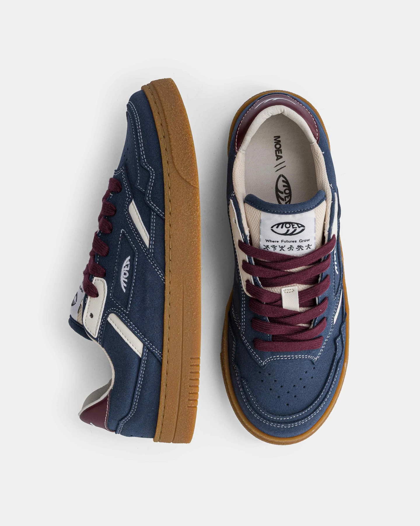 MoEa Herren vegan Sneaker Origin Low Night Veganes Wildleder & Beige Trauben – Ansicht 2