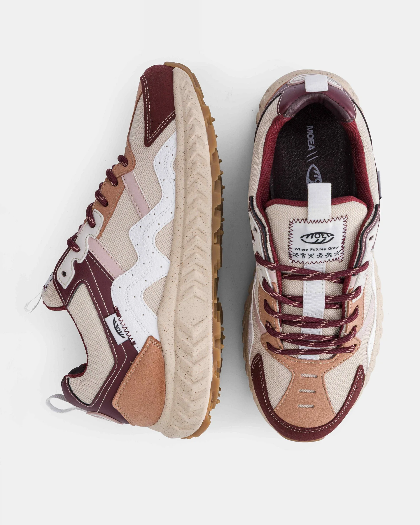 MoEa Herren vegan Sneaker Dune Beige & Wine Grapes – Ansicht 2