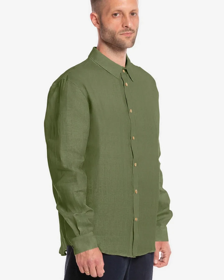 MATONA Herren vegan Hemd Casual Olive