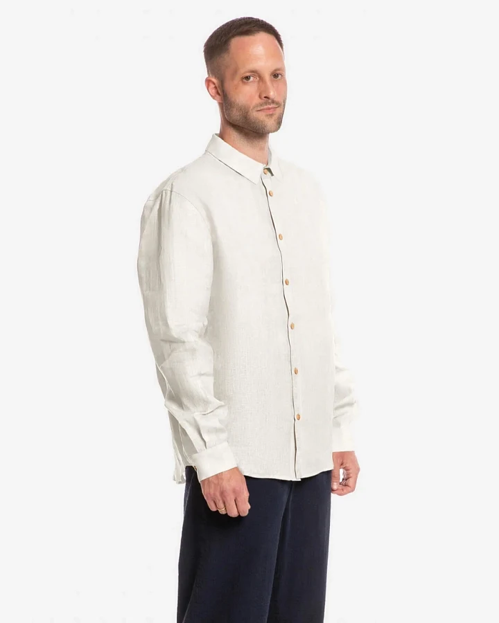 MATONA Herren vegan Hemd Casual Weiß