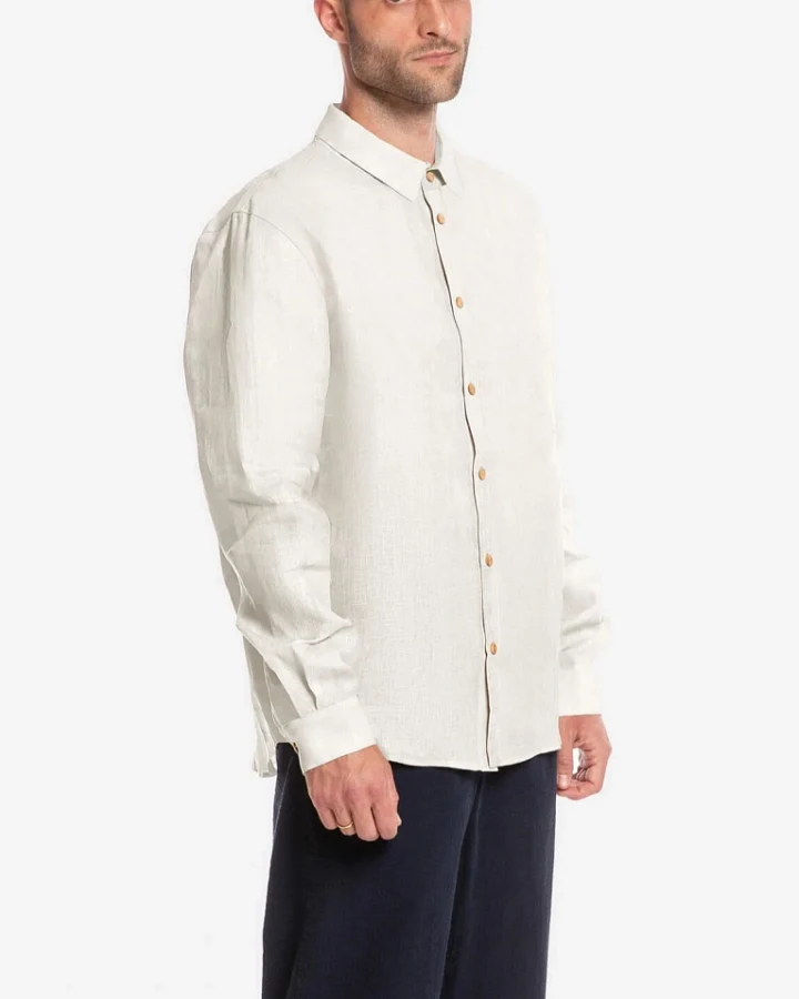 MATONA Herren vegan Hemd Casual Weiß