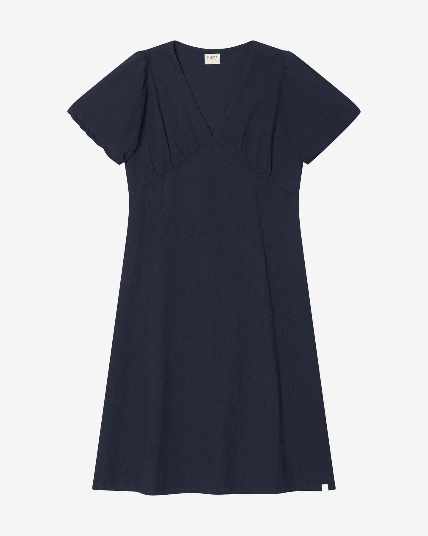 MATONA Damen vegan Kleid V-Ausschnitt Navy – Ansicht 2