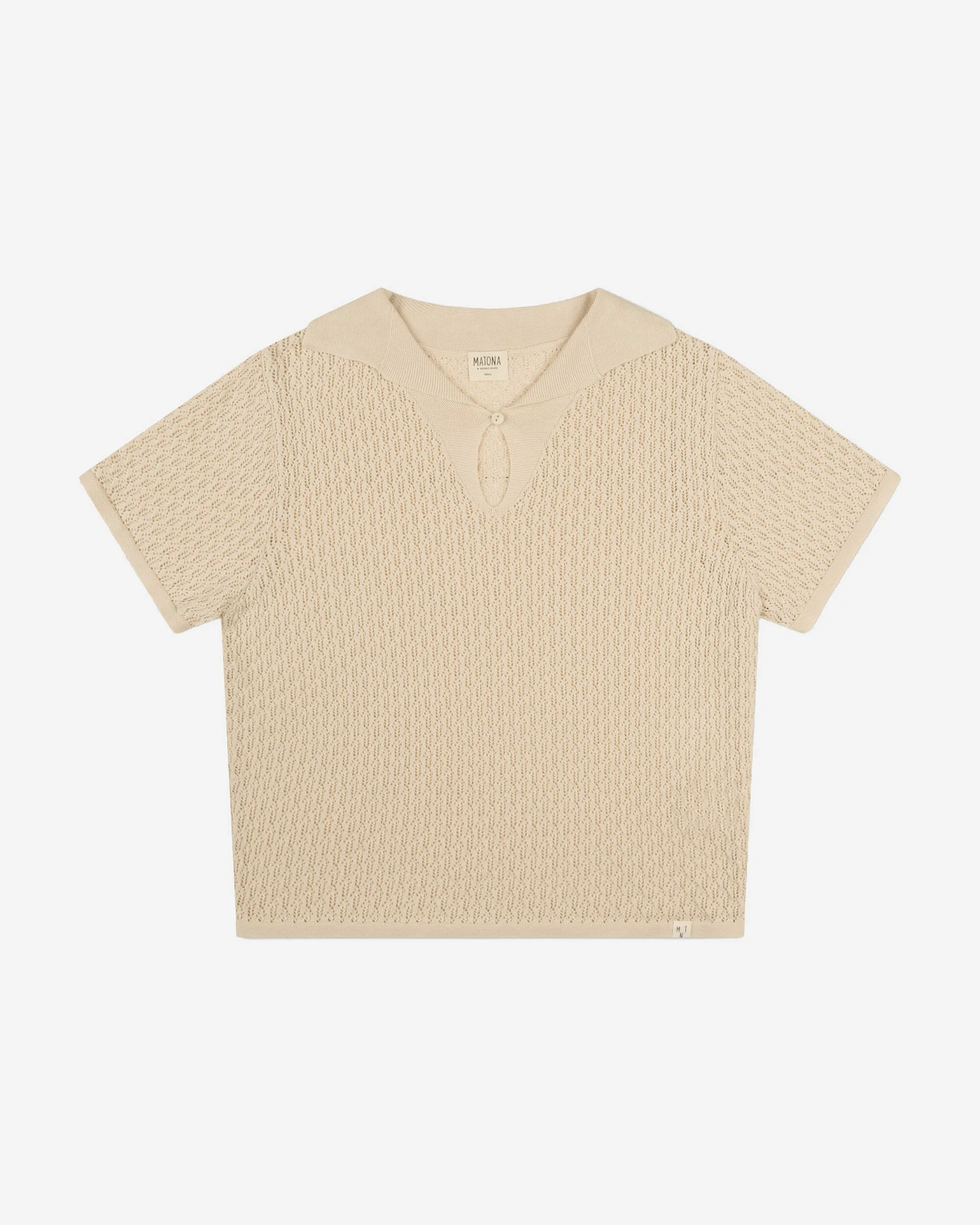 MATONA Damen vegan Bluse Pointelle Beige – Ansicht 2