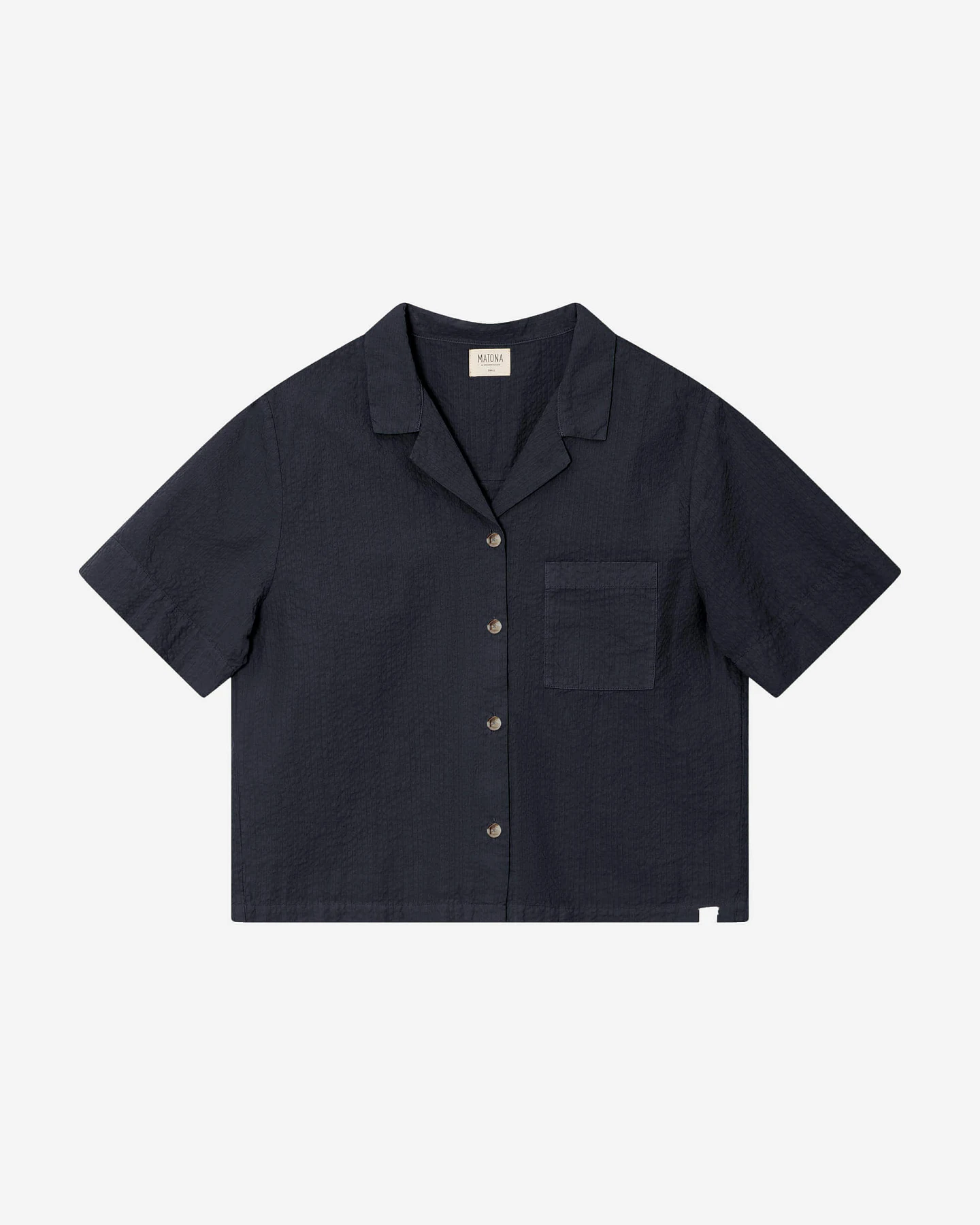 MATONA Damen vegan Hemd Seersucker Navy – Ansicht 2