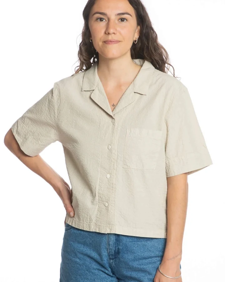MATONA Damen vegan Hemd Seersucker Sand