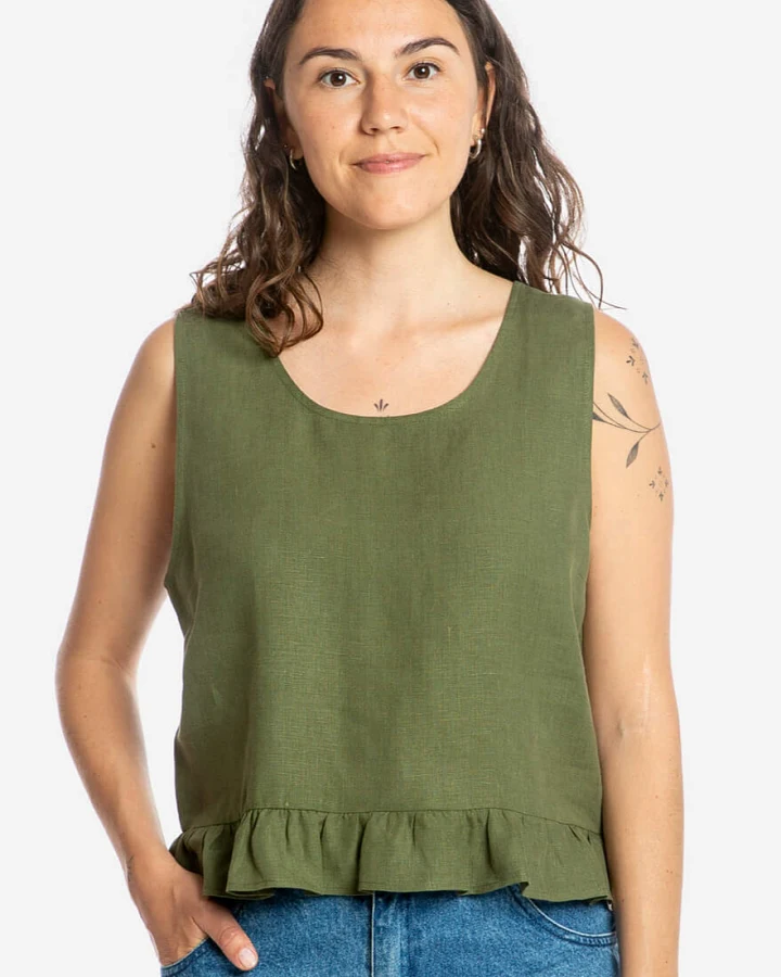 MATONA Damen vegan Top Gathered Olive