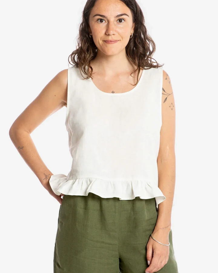 MATONA Damen vegan Top Gerafft Weiß