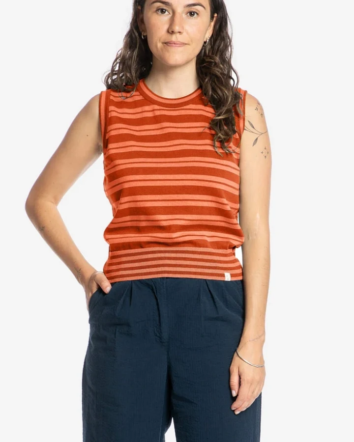 MATONA Damen vegan Top Knit Pecan Braun/Pfirsich