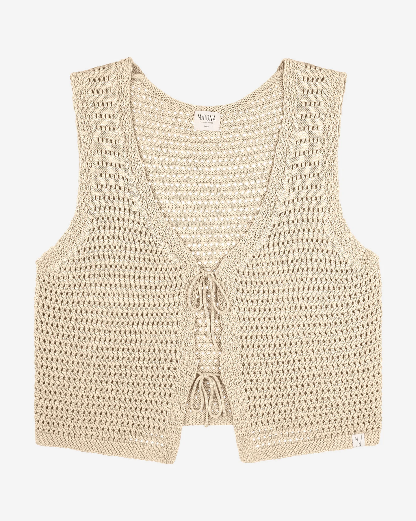 MATONA Damen vegan Weste Krawatte Beige – Ansicht 2