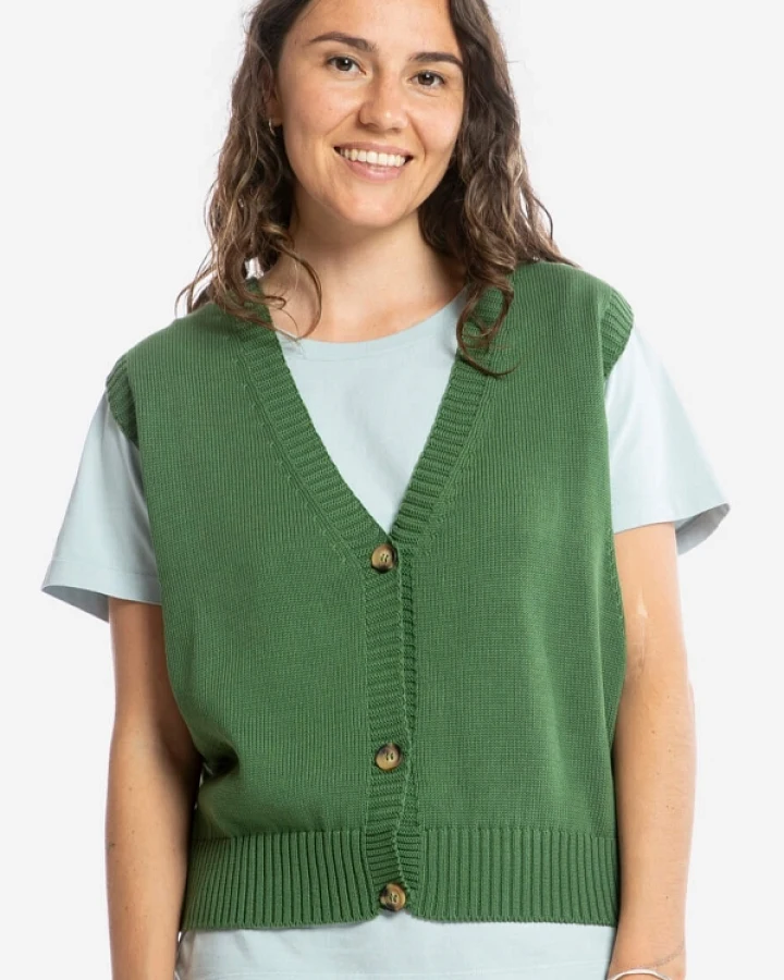 MATONA Damen vegan Weste Boxy Knit Grün