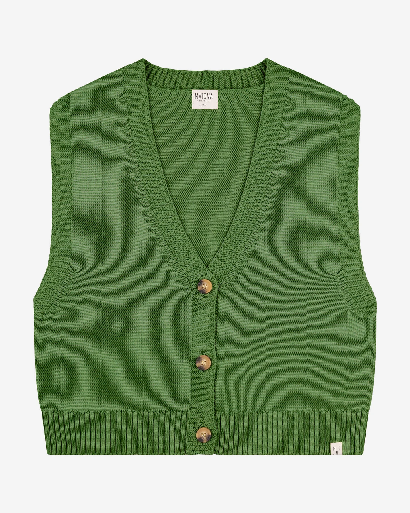 MATONA Damen vegan Weste Boxy Knit Grün – Ansicht 2