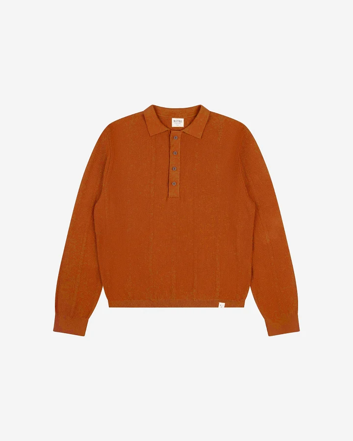 MATONA Damen vegan Pullover Polo Knit Pecan Brown