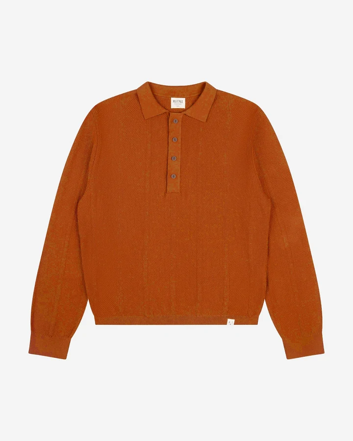 MATONA Damen vegan Pullover Polo Knit Pecan Brown