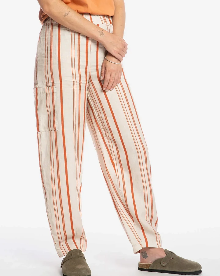 MATONA Damen vegan Hose Barrel Leg Gestreift
