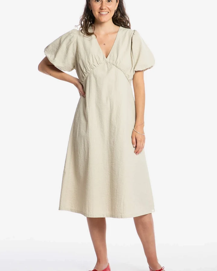 MATONA Damen vegan Kleid V-Ausschnitt Sand