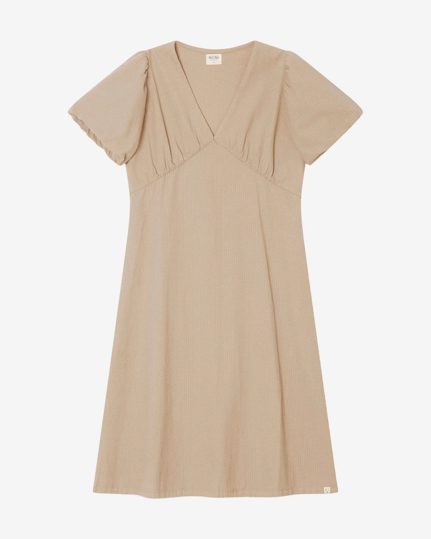 MATONA Damen vegan Kleid V-Ausschnitt Sand – Ansicht 2