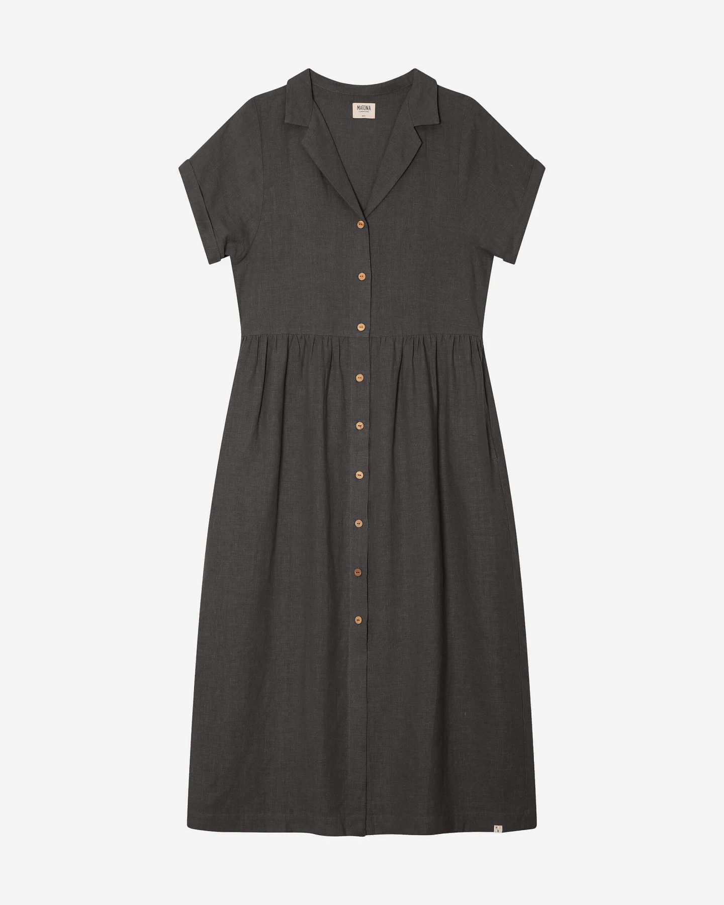 MATONA Damen vegan Kleid Mit Kragen Schwarz – Ansicht 2