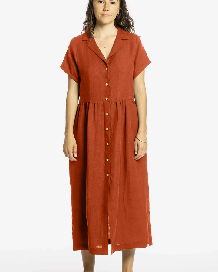 MATONA Damen vegan Kleid Collared Rooibos