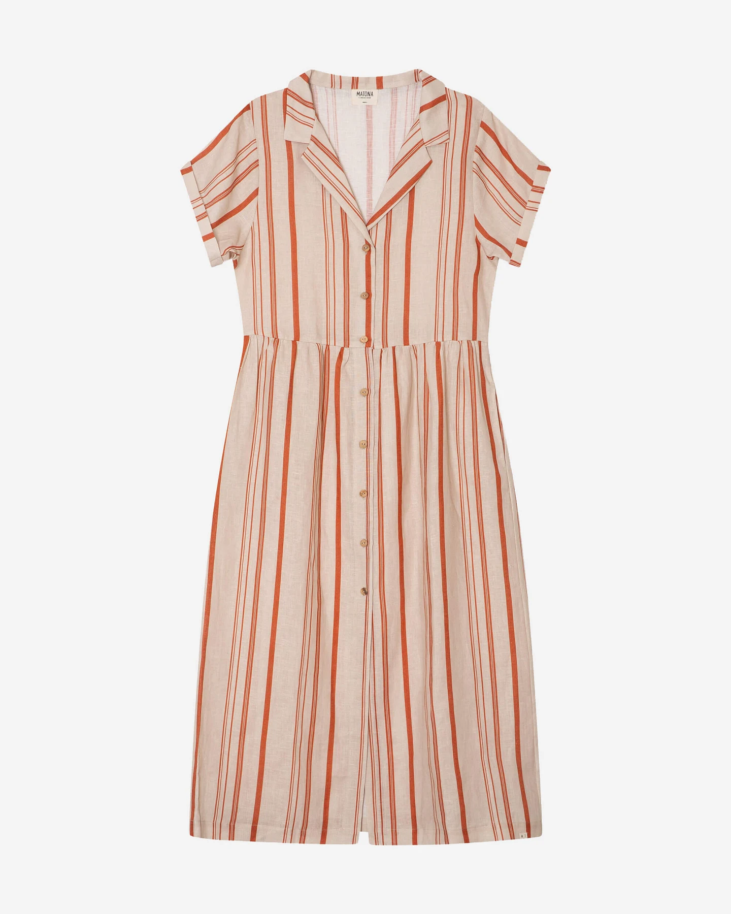 MATONA Damen vegan Kleid Mit Kragen Gestreift – Ansicht 2