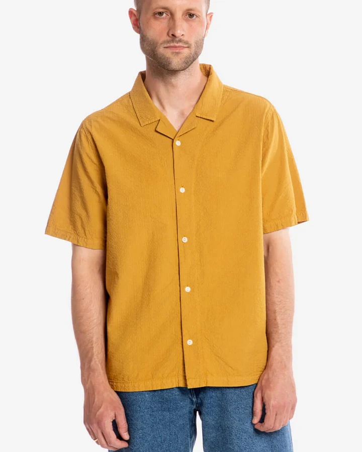 MATONA Herren vegan Hemd Bowling Dunkelgelb