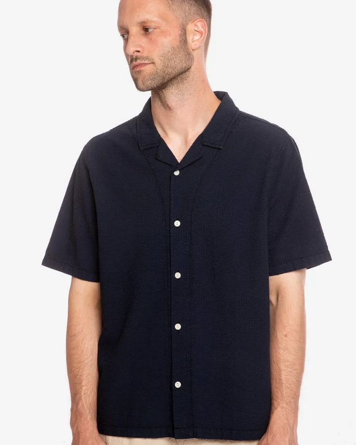 MATONA Herren vegan Hemd Bowling Marine