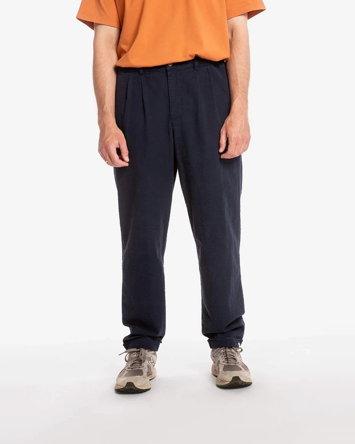 MATONA Herren vegan Hose Seersucker Navy