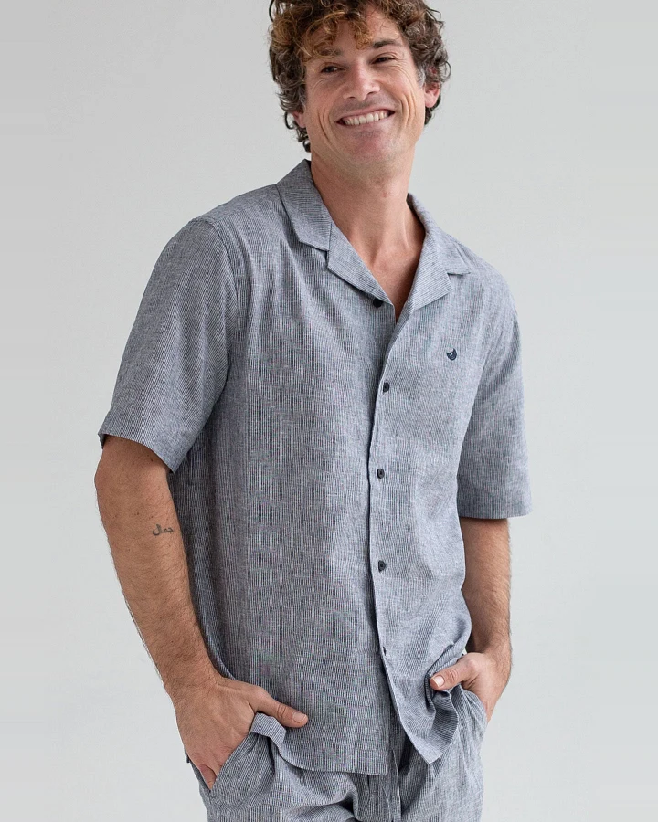 TWOTHIRDS Herren vegan Shirt Olivera Navy Stripes