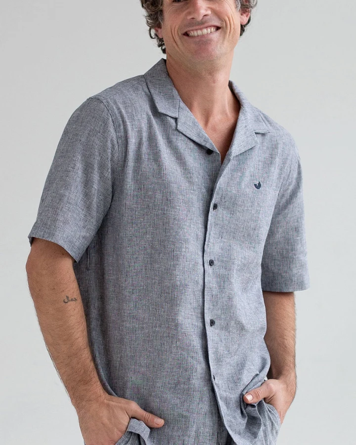 TWOTHIRDS Herren vegan Shirt Olivera Navy Stripes