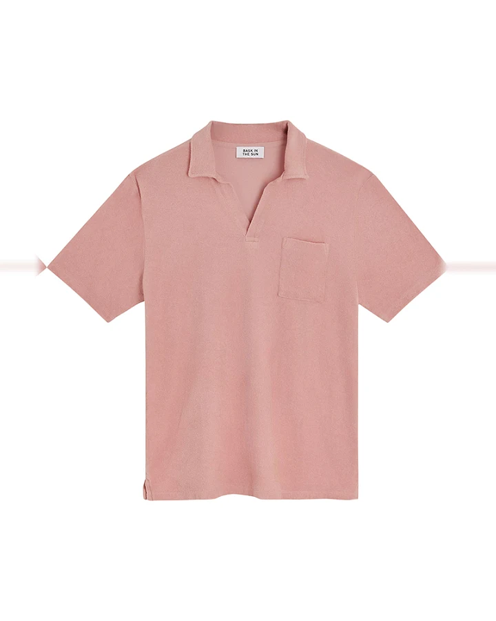 Bask in the Sun Herren vegan Poloshirt Flamingo Rosa