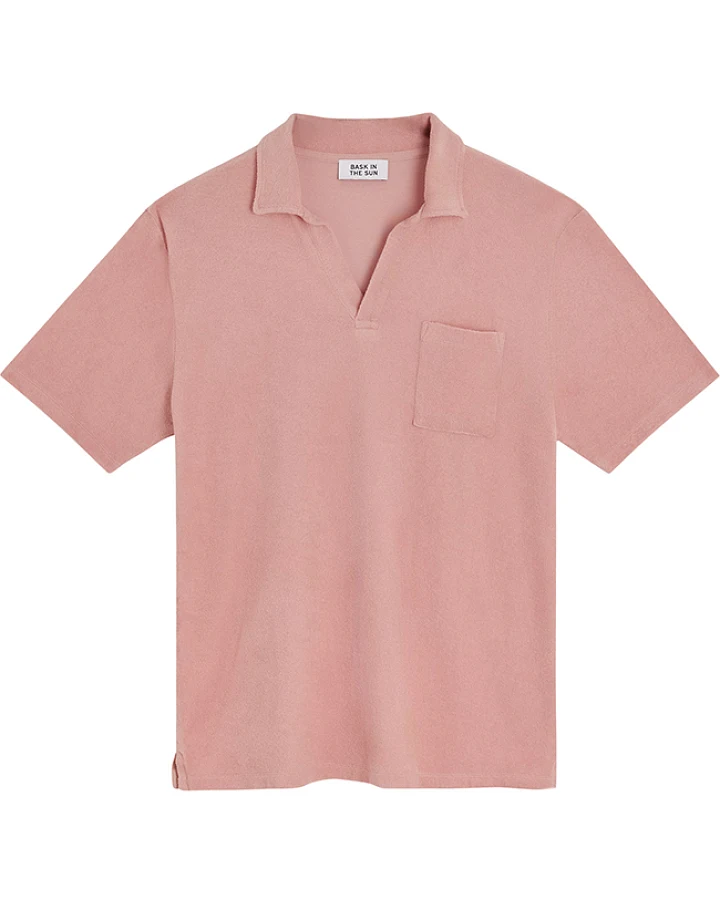 Bask in the Sun Herren vegan Poloshirt Flamingo Rosa