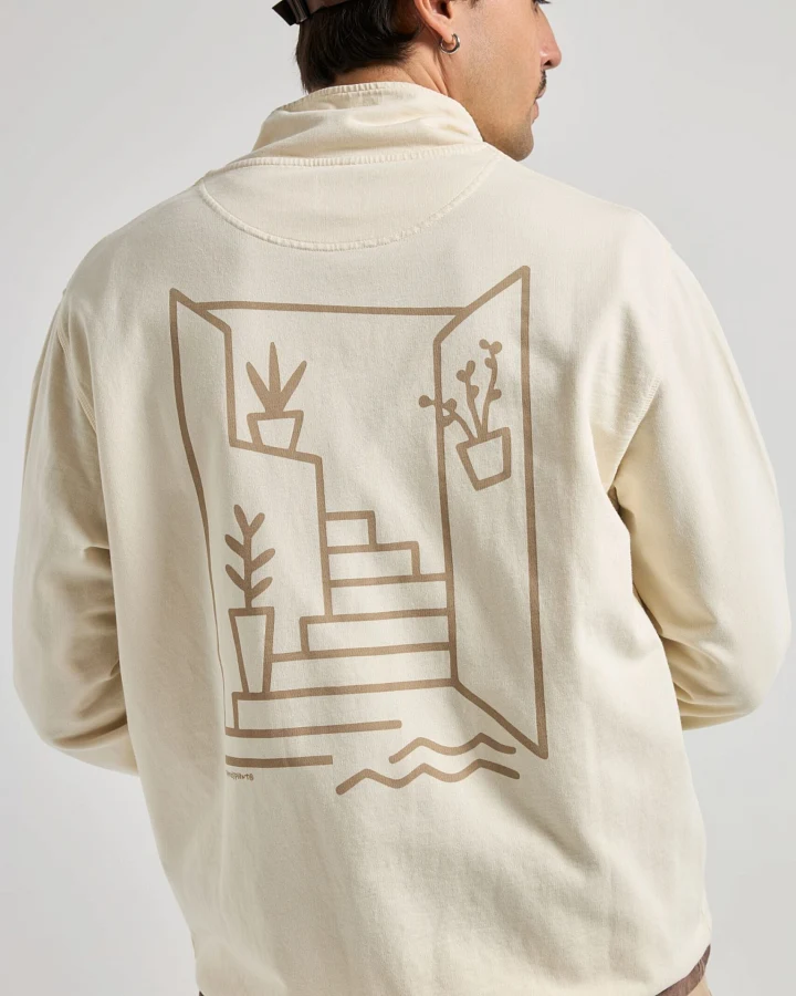 Trendsplant Herren vegan Pullover Quarter Zip Sant Miquel Whitewashed Walls