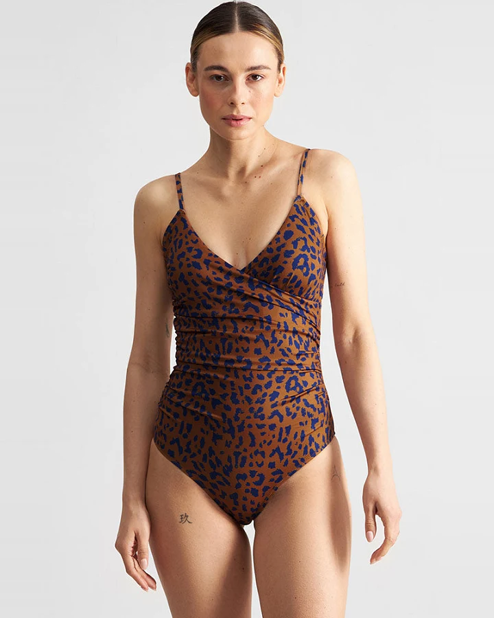DEDICATED Damen vegan Badeanzug Klinte Leopard Print