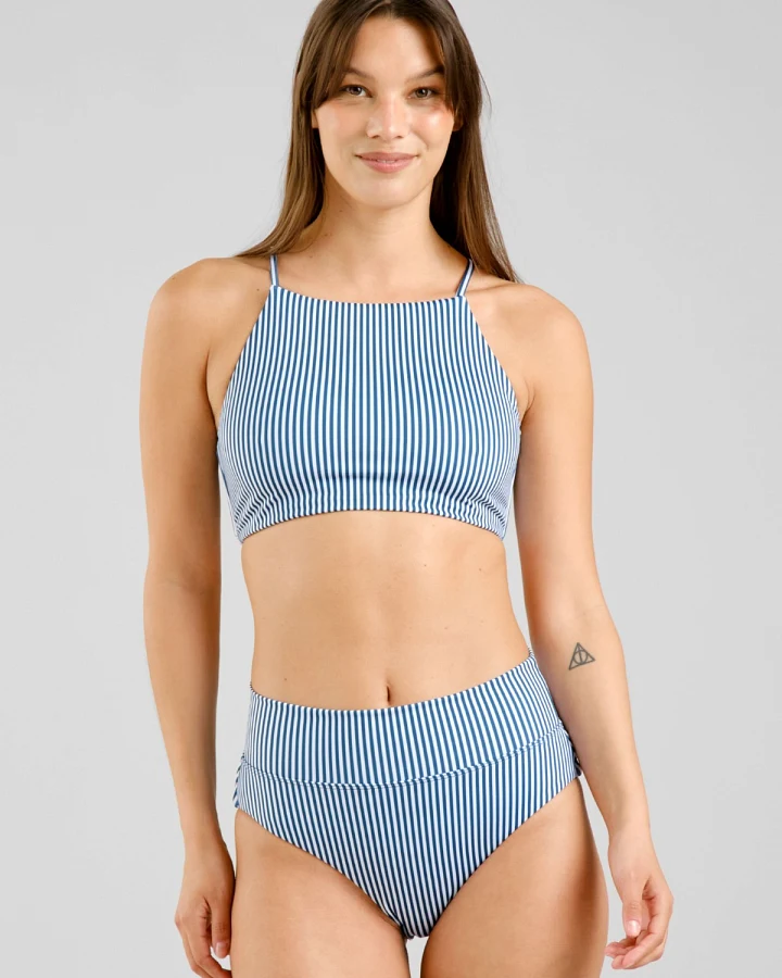 Bikini Bottom Slite Thin Stripe Blau