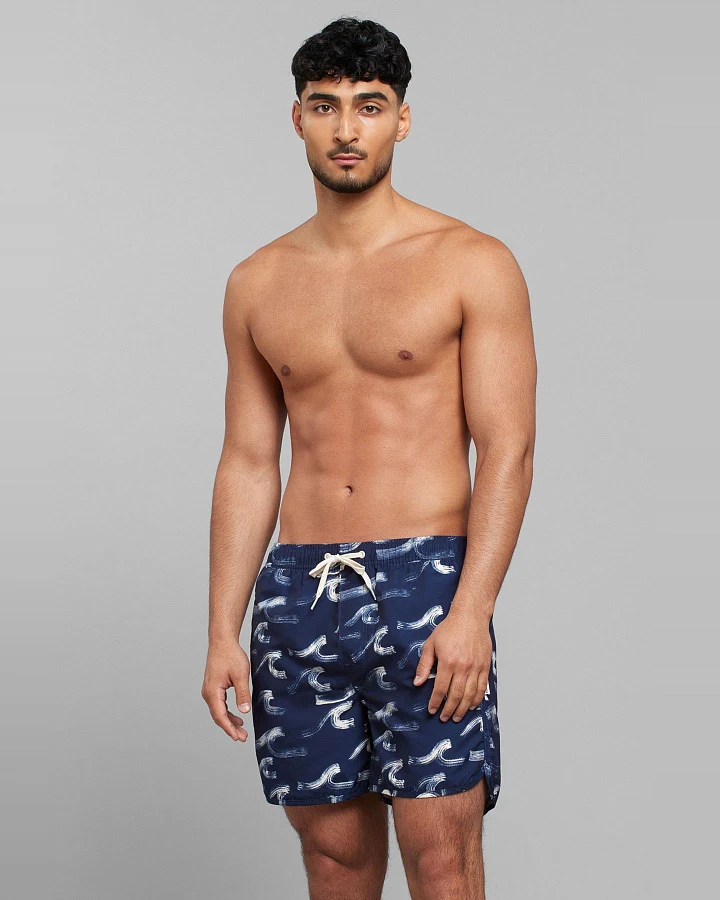 Badeshorts Sandhamn Brushed Waves Blau
