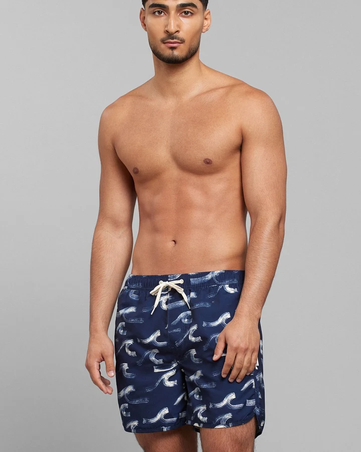 Badeshorts Sandhamn Brushed Waves Blau