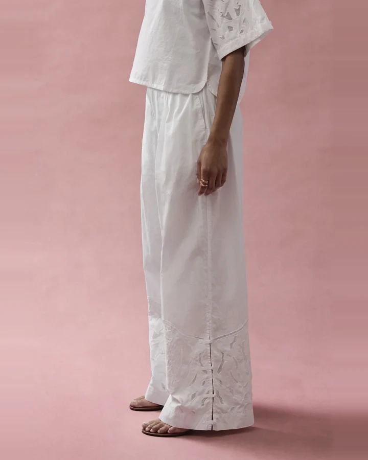 Alchemist Damen vegan Hose Moonflower Embroidered Sehr Weiß