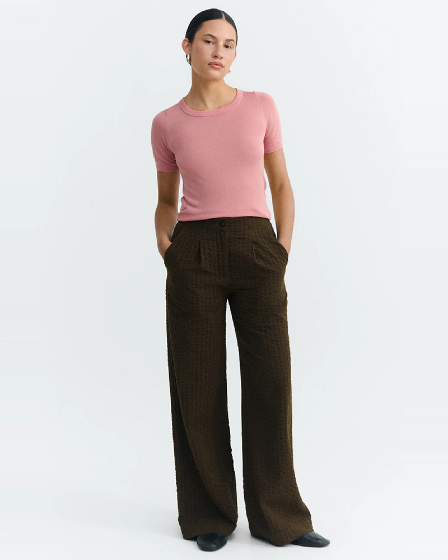 Thinking MU Damen vegan Hose Seersucker Manolita Braun – Ansicht 2