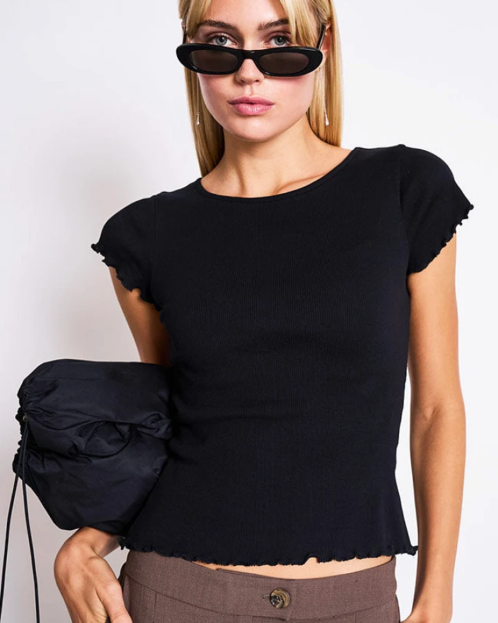 JAN 'N JUNE Damen vegan T-Shirt Ren Schwarz
