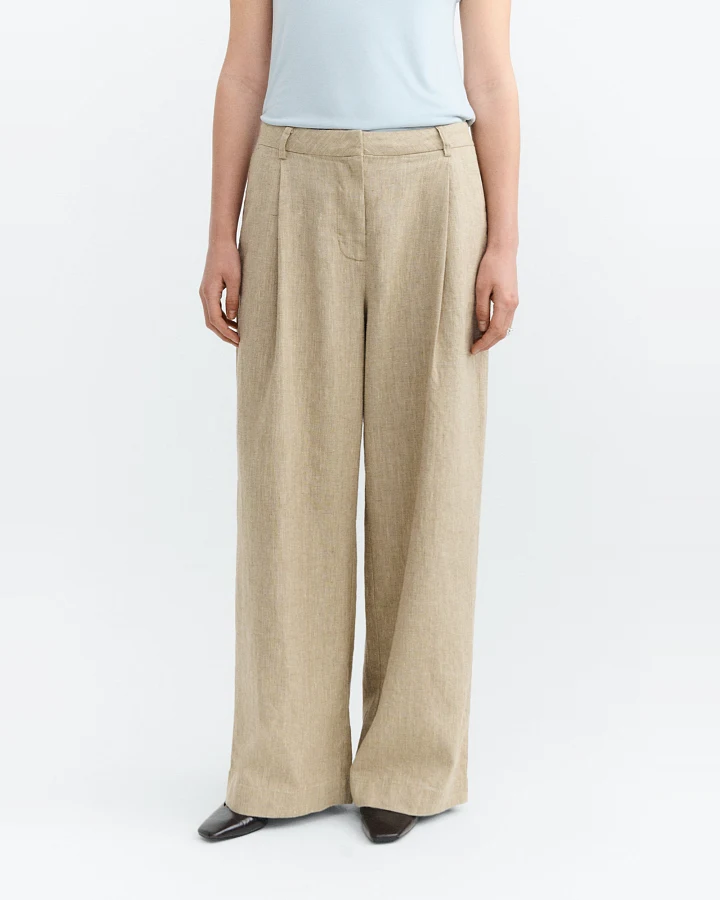Thinking MU Damen vegan Hose Weites Bein Patti Raw Ecru