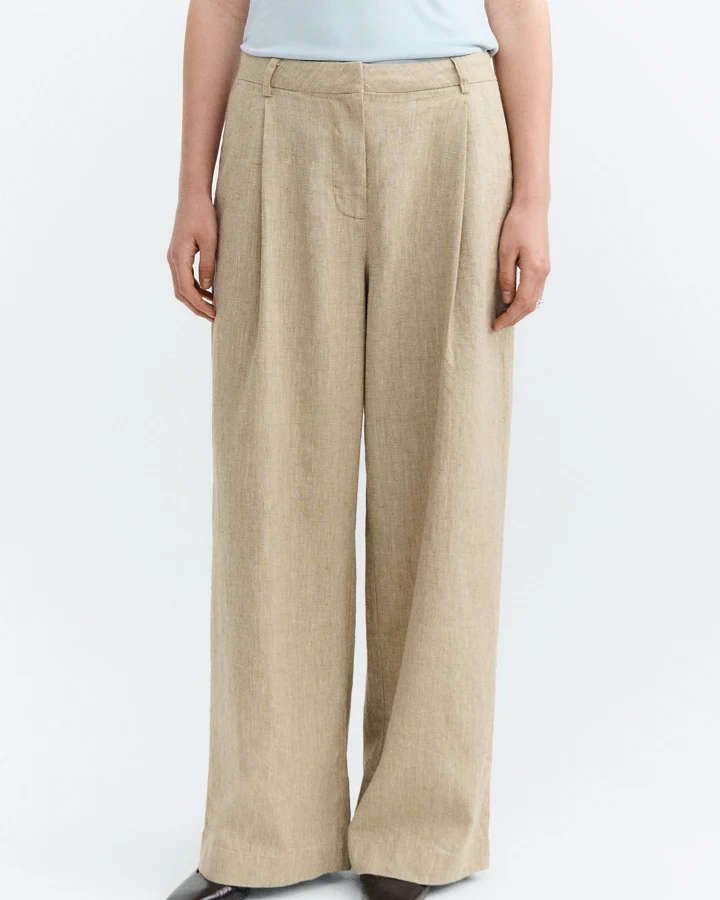 Thinking MU Damen vegan Hose Weites Bein Patti Raw Ecru