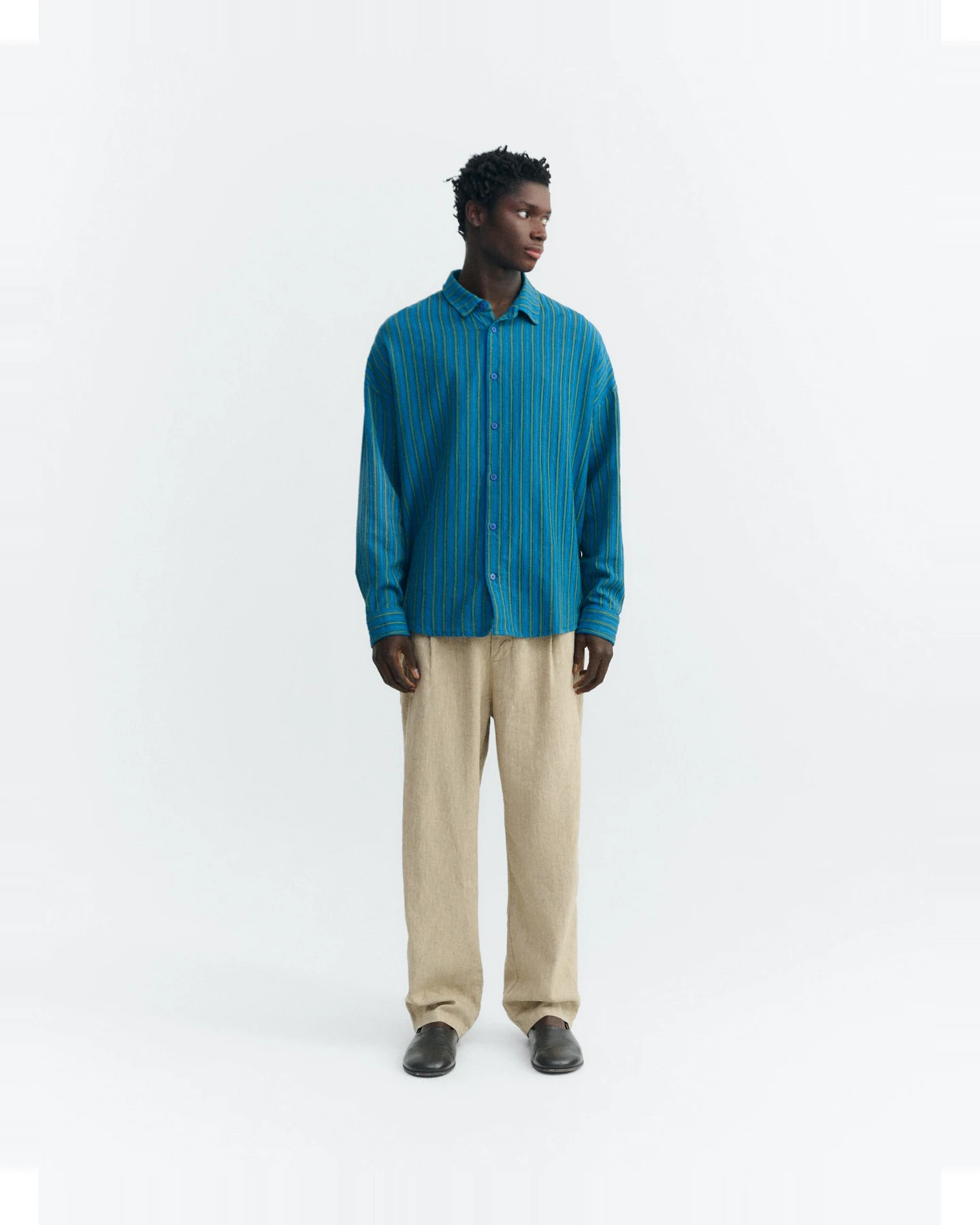 Thinking MU Herren vegan Hemd Oversize Haru Windsor Blau – Ansicht 2